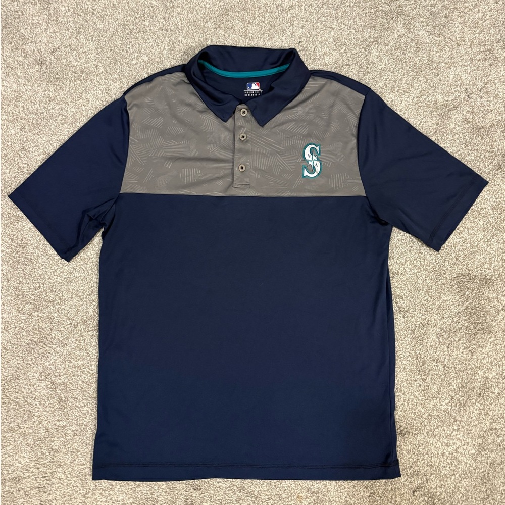 Genuine Merchandise Seattle Mariners Men’s Navy and Gray Polo with Logo